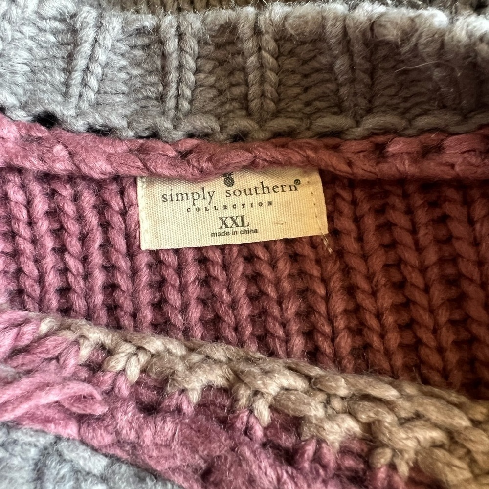Simply Southern Woman’s Tight Knit Multi Color Block Cozy Sweater Size 2XL - Picture 12 of 12